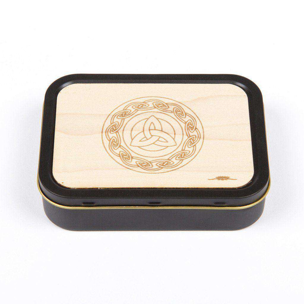 20z Tobacco Tins With Wooden Engraved Lids - Celtic Links