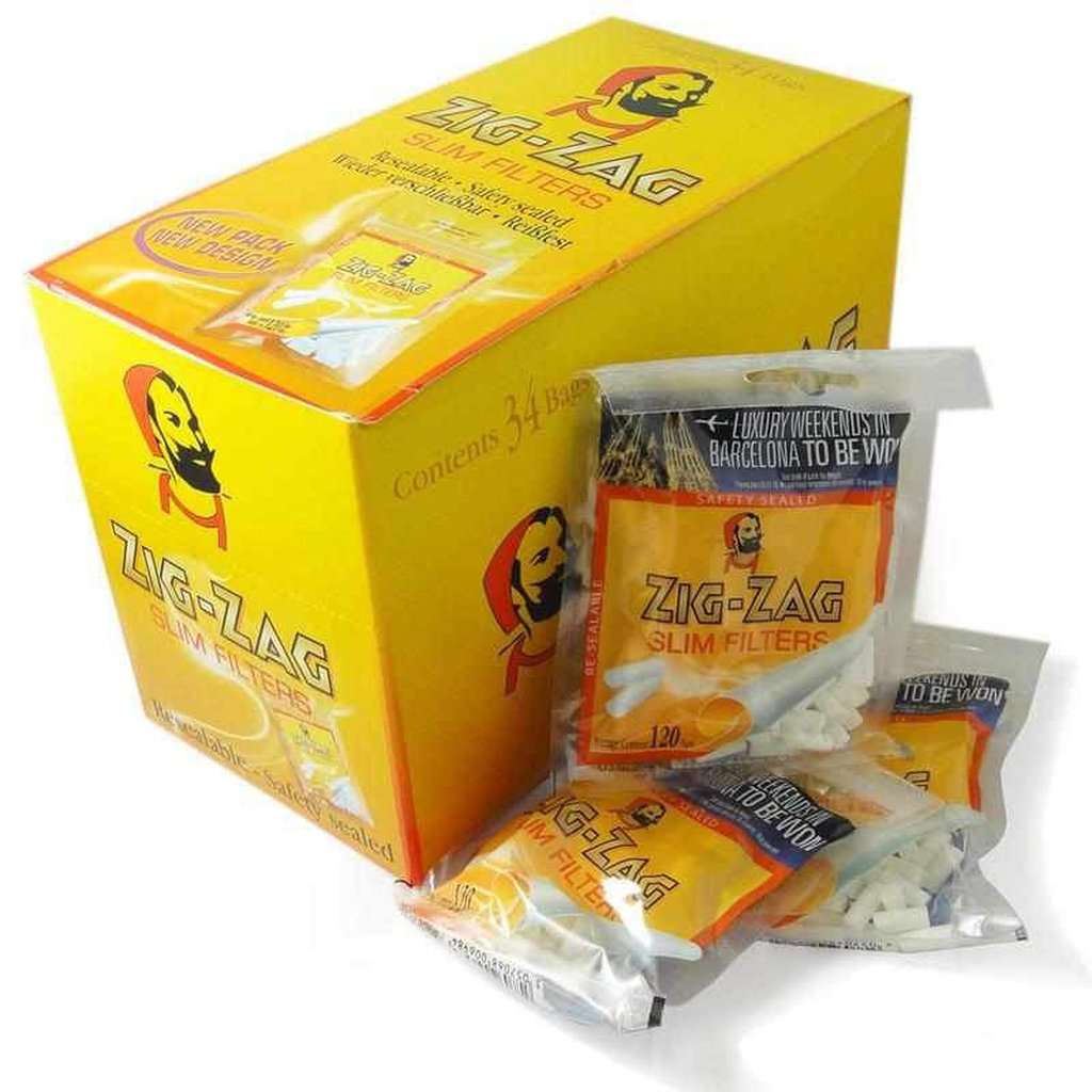 Zig Zag Filters for Hand Rolling Cigarettes - All Sizes-Smoking Filters-Zig Zag-Slim Filters-Full Box (10 Packs)-Quintessential Tips